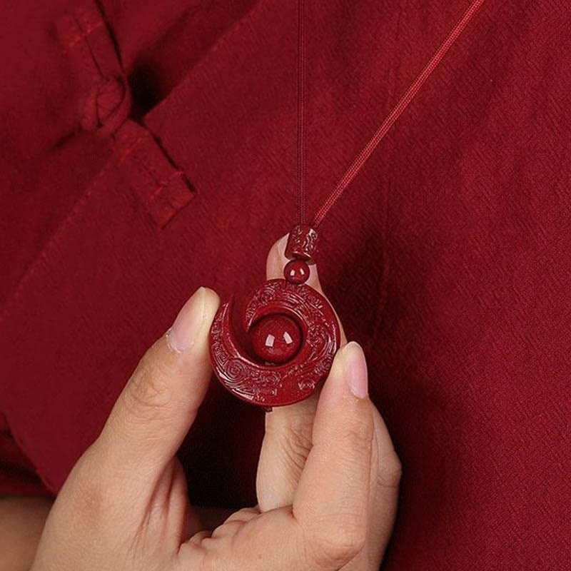 Collar con colgante de concentración de cinabrio natural con diseño de Buddha Stones que mejora la suerte