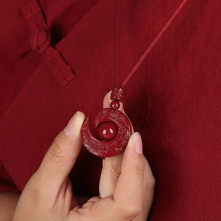 Collar con colgante de concentración de cinabrio natural con diseño de Buddha Stones que mejora la suerte