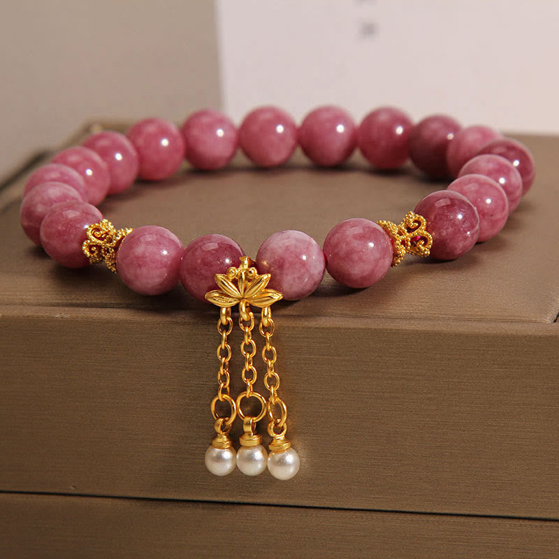Pulsera Positiva con Flor de Loto y Turmalina Rosa de Buddha Stones