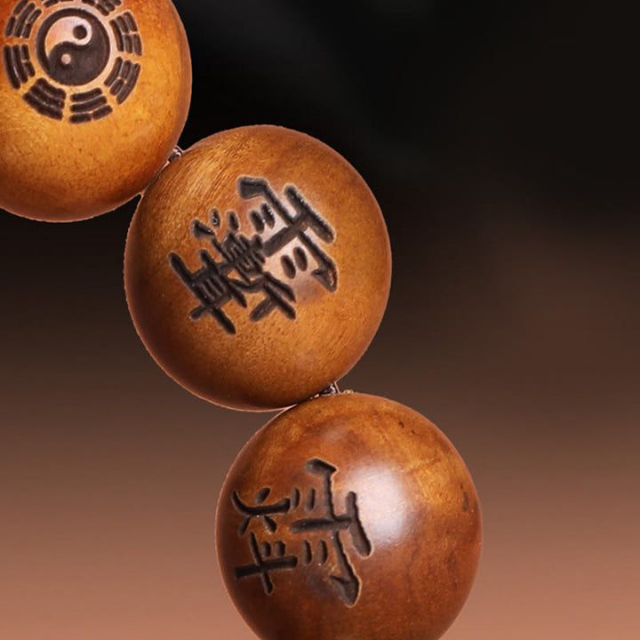 Buddha Stones, rayo golpeado, madera de azufaifa, Yin Yang, Bagua, tabú taoísta, personajes, pulsera de protección grabada