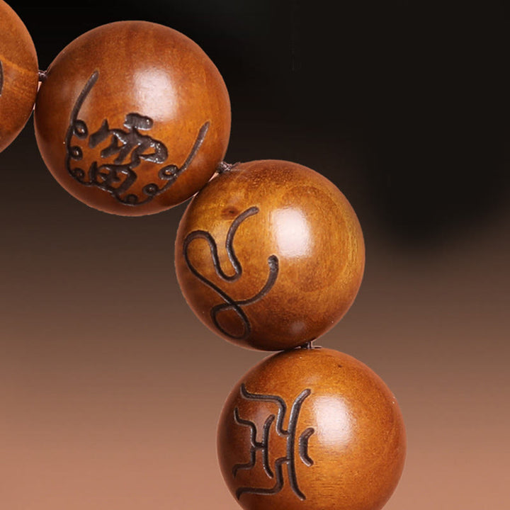 Buddha Stones, rayo golpeado, madera de azufaifa, Yin Yang, Bagua, tabú taoísta, símbolo de escritura, pulsera de la suerte grabada