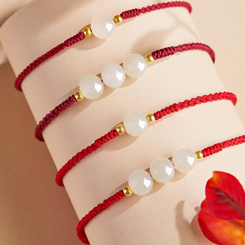 Pulsera trenzada de prosperidad con cuentas de la suerte, redondas, hechas a mano, con Buddha Stones