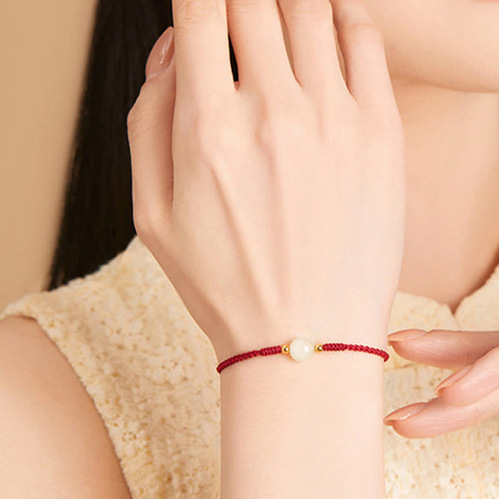 Pulsera trenzada de prosperidad con cuentas de la suerte, redondas, hechas a mano, con Buddha Stones