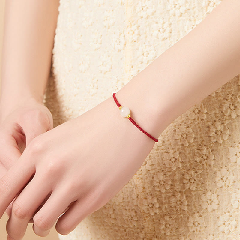 Pulsera trenzada de prosperidad con cuentas de la suerte, redondas, hechas a mano, con Buddha Stones
