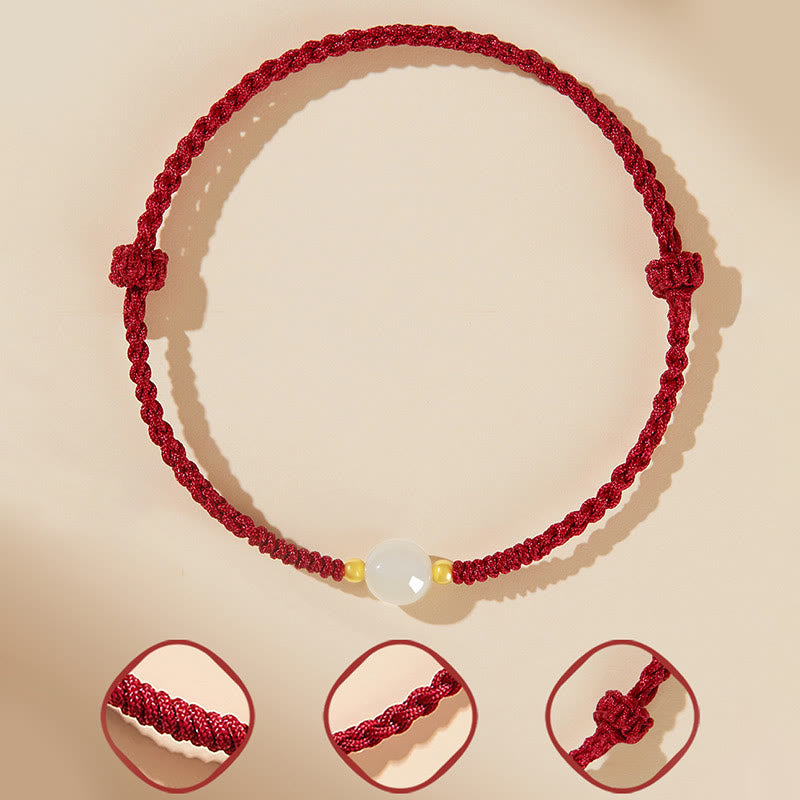 Pulsera trenzada de prosperidad con cuentas de la suerte, redondas, hechas a mano, con Buddha Stones