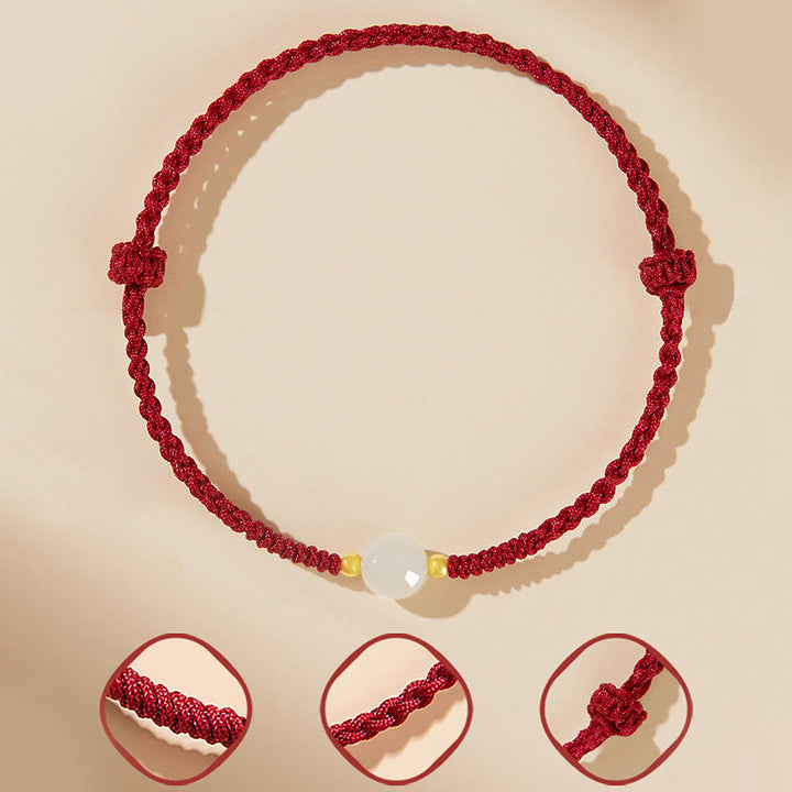Pulsera trenzada de prosperidad con cuentas de la suerte, redondas, hechas a mano, con Buddha Stones