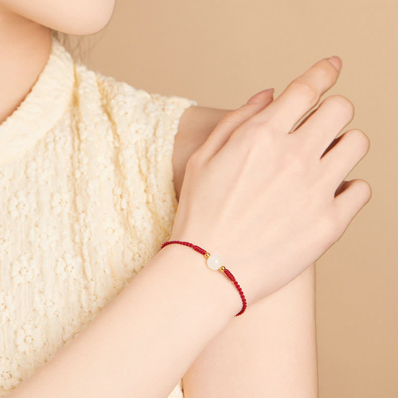 Pulsera trenzada de prosperidad con cuentas de la suerte, redondas, hechas a mano, con Buddha Stones