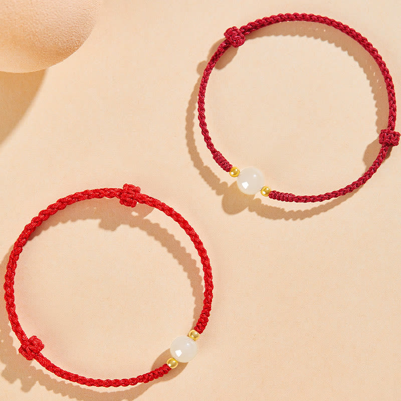 Pulsera trenzada de prosperidad con cuentas de la suerte, redondas, hechas a mano, con Buddha Stones