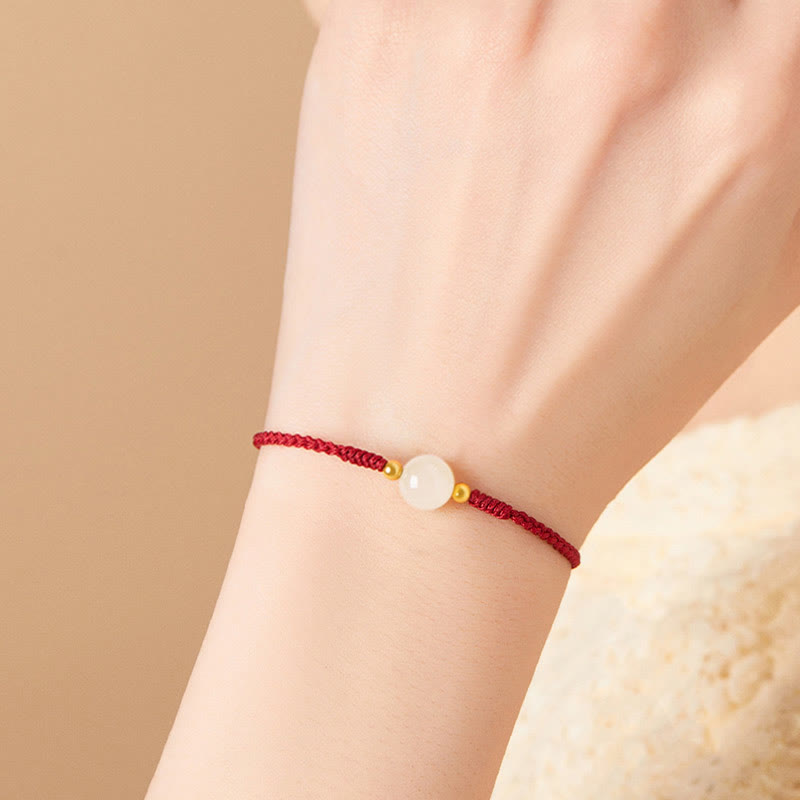 Pulsera trenzada de prosperidad con cuentas de la suerte, redondas, hechas a mano, con Buddha Stones
