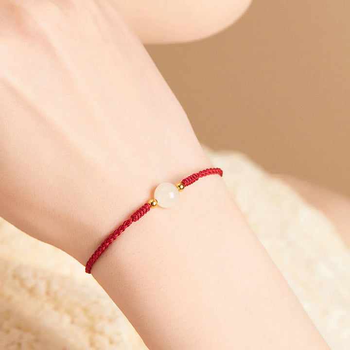 Pulsera trenzada de prosperidad con cuentas de la suerte, redondas, hechas a mano, con Buddha Stones