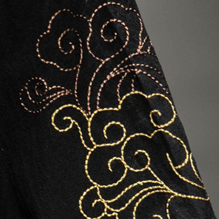 Camisa de media manga con bordado de nubes para hombre, ropa de lino y algodón, con botones de Buddha Stones , dragón chino - image 10