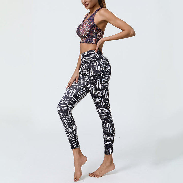 Buddha Stones Rose Lines Tiger Leopard Print Deportes Fitness Leggings de cintura alta Pantalones de yoga para mujer con bolsillos - image 9