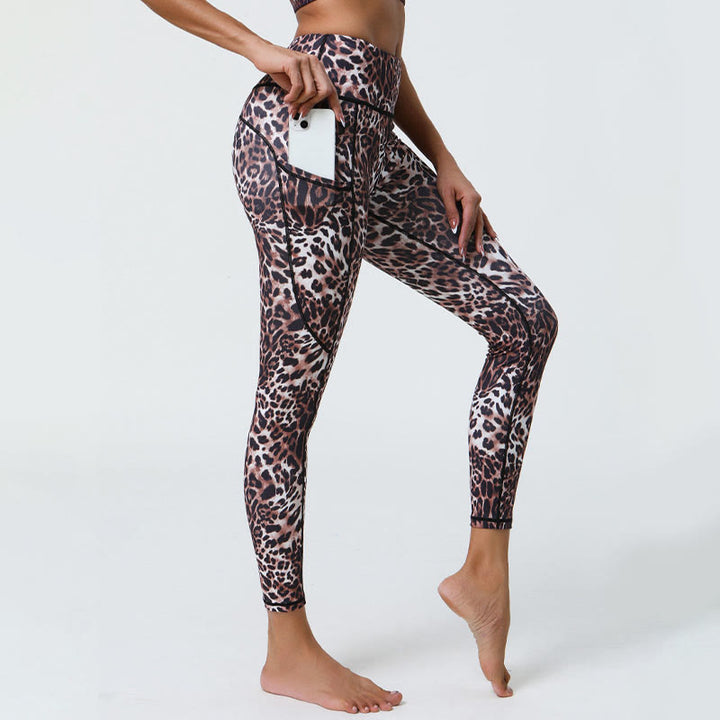 Buddha Stones Rose Lines Tiger Leopard Print Deportes Fitness Leggings de cintura alta Pantalones de yoga para mujer con bolsillos - image 17