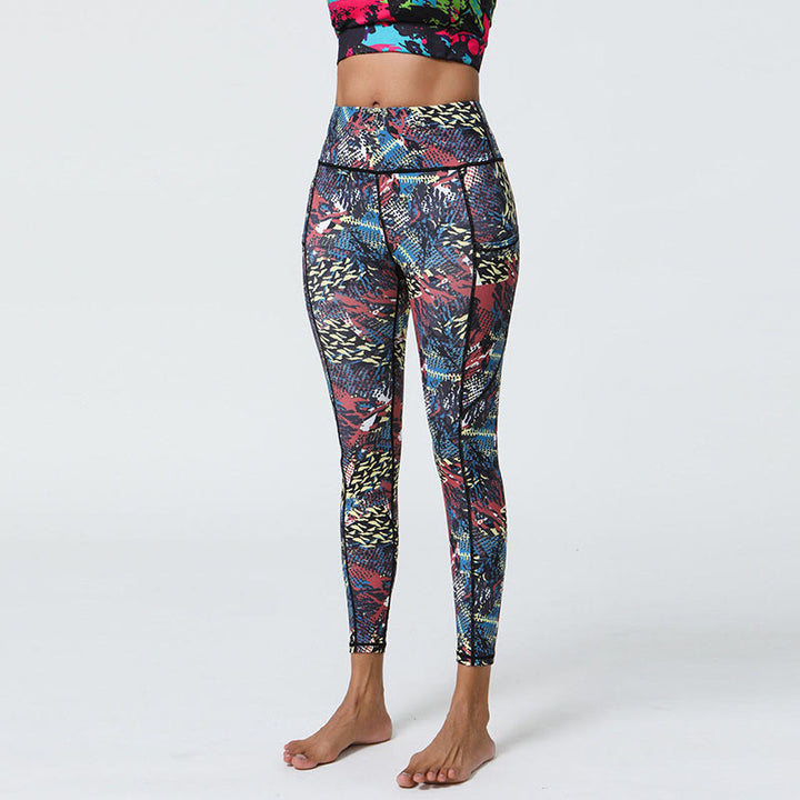 Buddha Stones Rose Lines Tiger Leopard Print Deportes Fitness Leggings de cintura alta Pantalones de yoga para mujer con bolsillos - Vistoso - US12，UK/AU16，EU44 (XL) - image 19