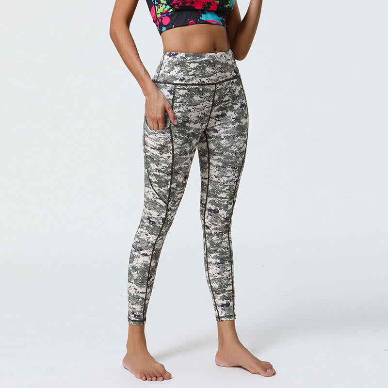 Buddha Stones Rose Lines Tiger Leopard Print Deportes Fitness Leggings de cintura alta Pantalones de yoga para mujer con bolsillos - image 25