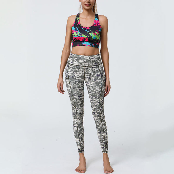 Buddha Stones Rose Lines Tiger Leopard Print Deportes Fitness Leggings de cintura alta Pantalones de yoga para mujer con bolsillos
