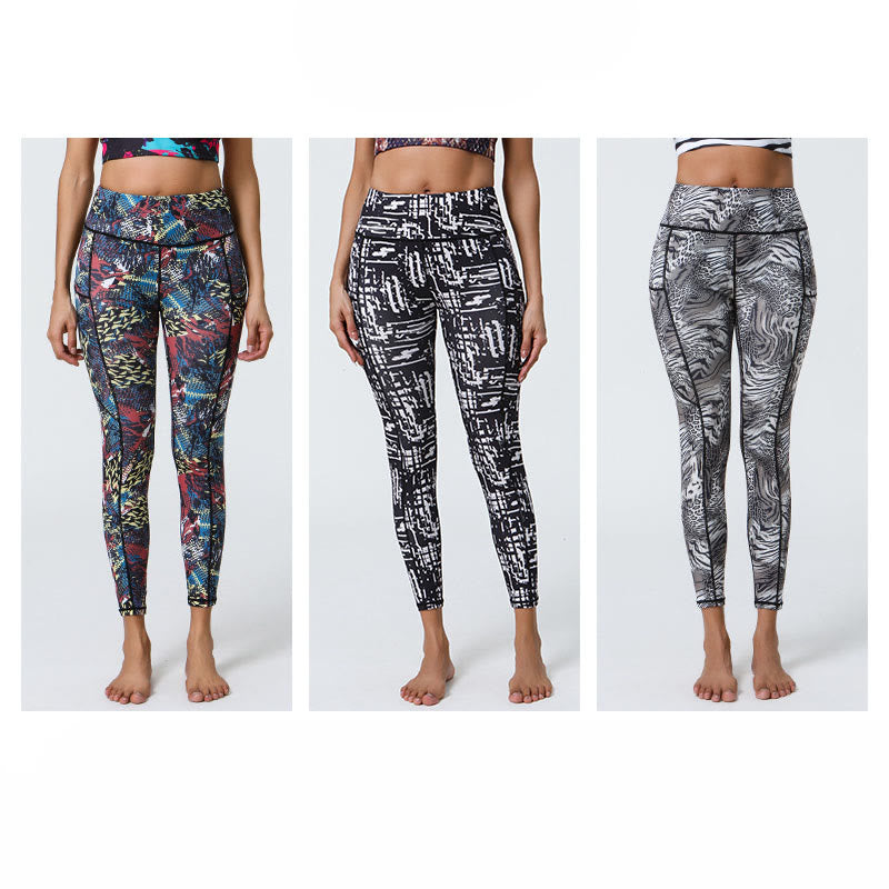 Buddha Stones Rose Lines Tiger Leopard Print Deportes Fitness Leggings de cintura alta Pantalones de yoga para mujer con bolsillos - image 31