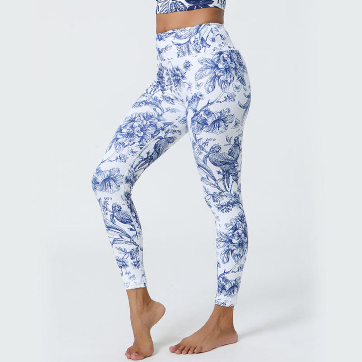 Pantalones de yoga para mujer con estampado de Buddha Stones, flores, hojas, dientes de león, piñas, deportivos, Fitness, cintura alta - image 4