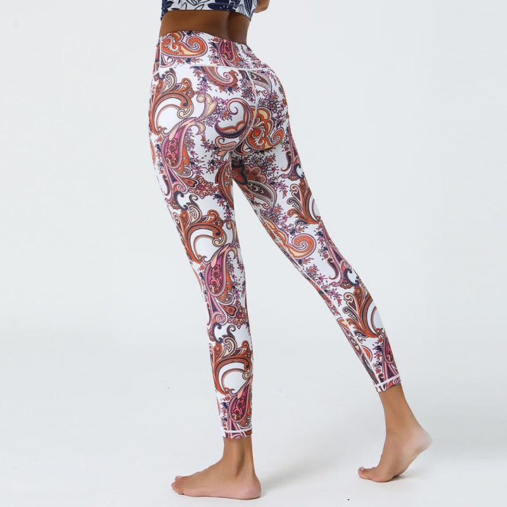 Buddha Stones flores plumas sol luna impresión deportes fitness yoga cintura alta polainas pantalones de mujer - image 19