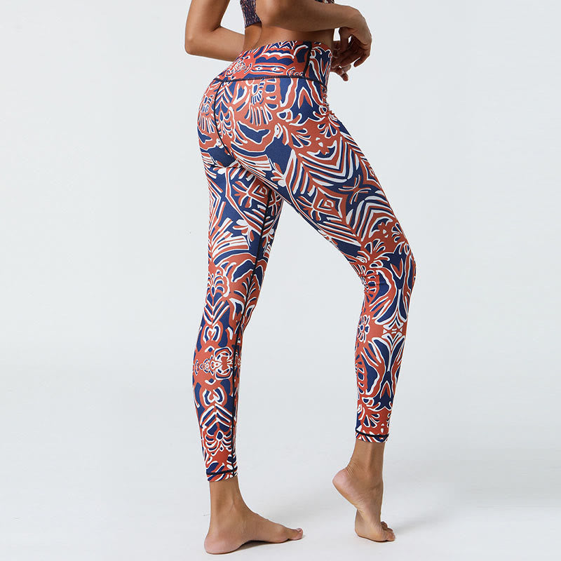 Buddha Stones flores plumas sol luna impresión deportes fitness yoga cintura alta polainas pantalones de mujer - image 29