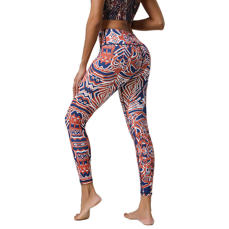 Buddha Stones flores plumas sol luna impresión deportes fitness yoga cintura alta polainas pantalones de mujer - image 30