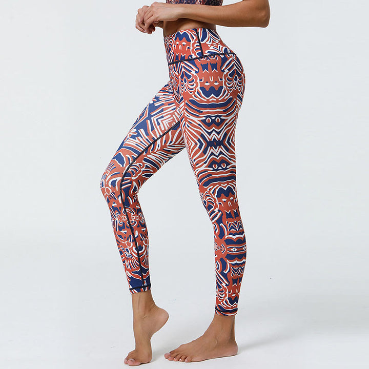 Buddha Stones flores plumas sol luna impresión deportes fitness yoga cintura alta polainas pantalones de mujer - image 28