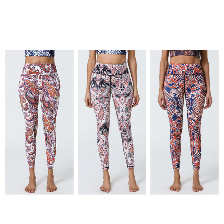 Buddha Stones flores plumas sol luna impresión deportes fitness yoga cintura alta polainas pantalones de mujer - image 32