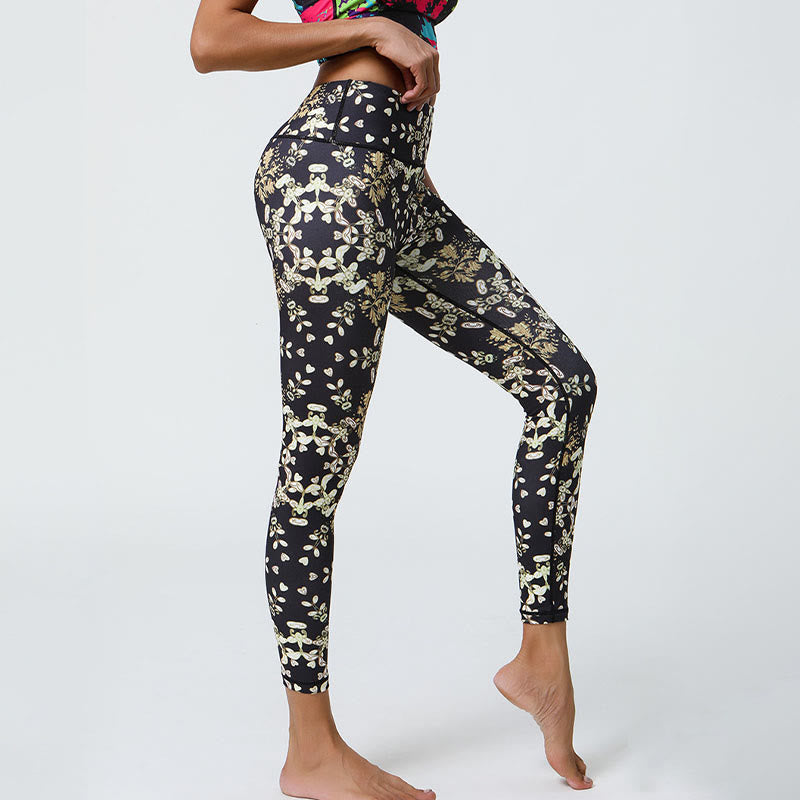 Buddha Stones flores geométricas mandalas impresión deportes fitness yoga cintura alta polainas pantalones de mujer - image 15
