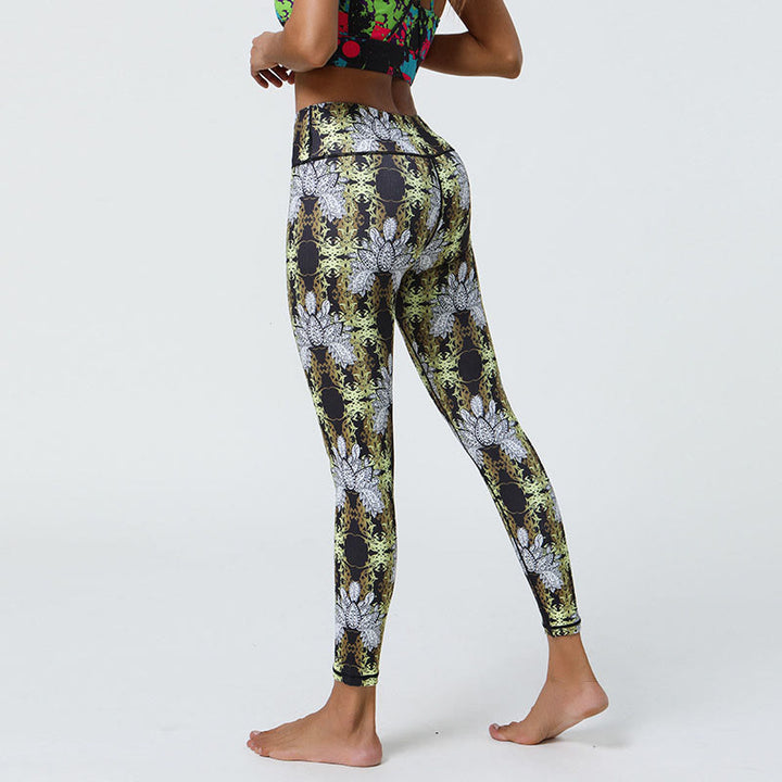 Buddha Stones flores geométricas mandalas impresión deportes fitness yoga cintura alta polainas pantalones de mujer - image 18