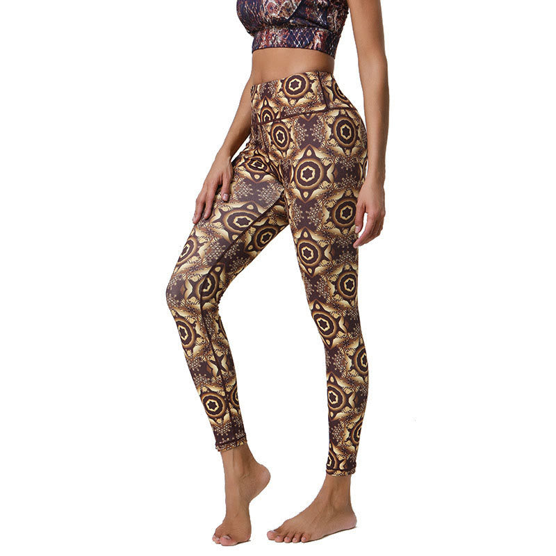 Buddha Stones flores geométricas mandalas impresión deportes fitness yoga cintura alta polainas pantalones de mujer - image 29