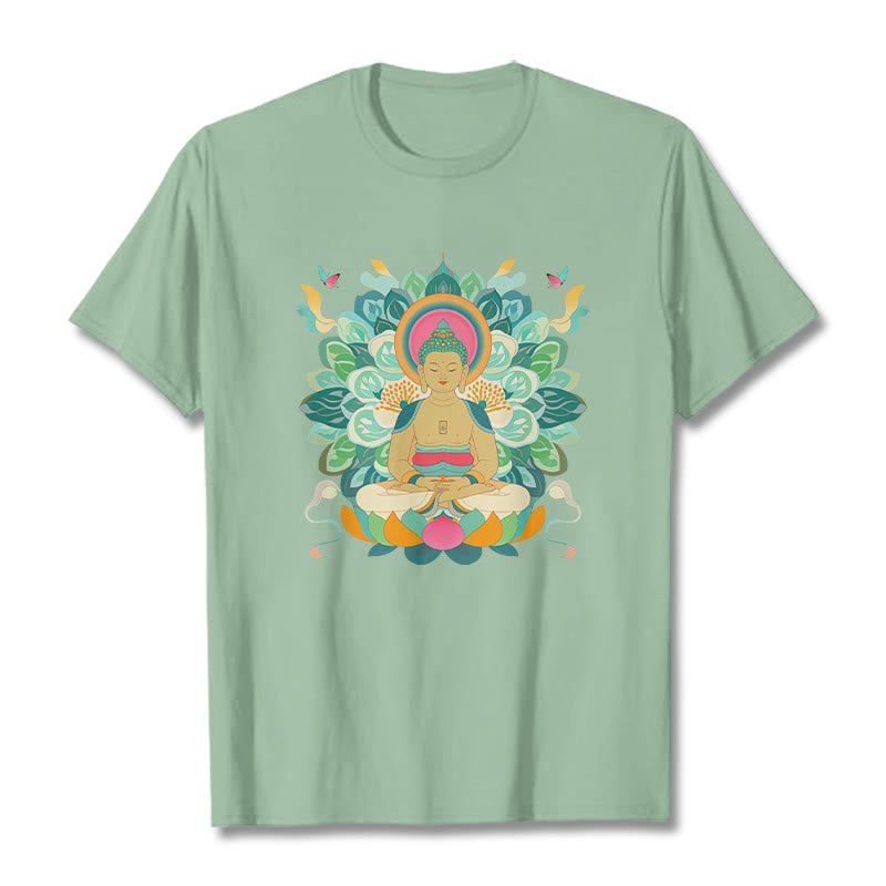 Buddha Stones Butterfly Lotus Camiseta inspirada en Buda - Verde pálido - 2XL - image 13