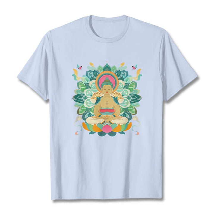 Buddha Stones Butterfly Lotus Camiseta inspirada en Buda - Cian claro - 2XL - image 17