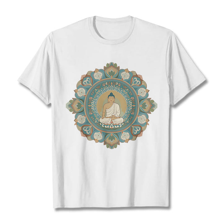 Camiseta de Flores de Mandala de Piedra de Buda - Blanco - 2XL - image 2