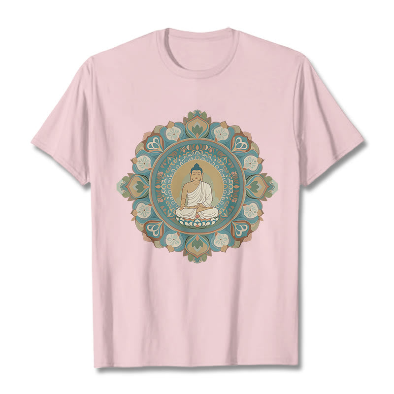 Camiseta de Flores de Mandala de Piedra de Buda - rosa claro - 2XL - image 13