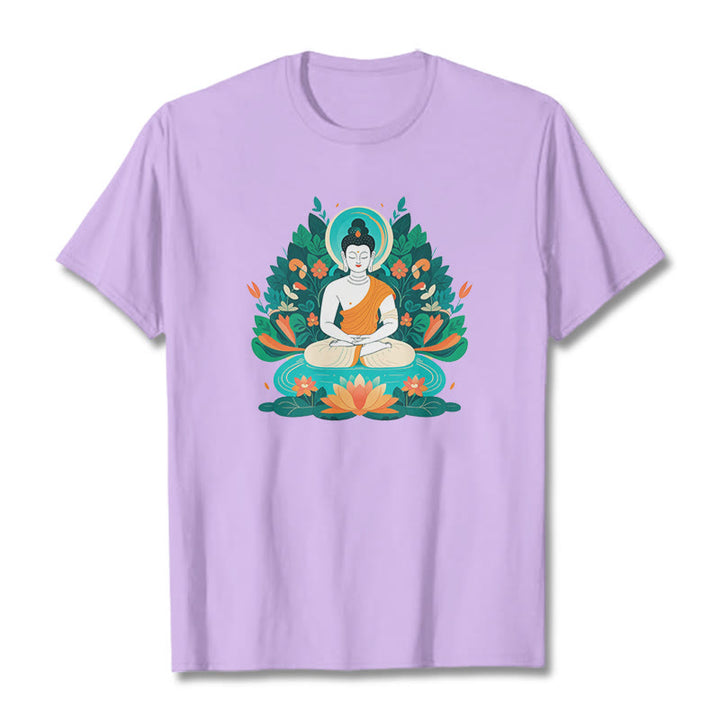 	Piedras de Buda Flor Hierba Loto Bodhisattva Camiseta - Ciruela - 2XL - image 16