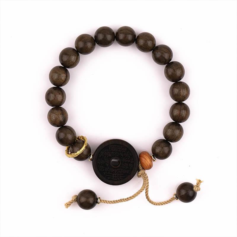 Piedras de Buda Madera de Ébano Fantasmas de Montaña Pulsera de Equilibrio Gasto de Dinero