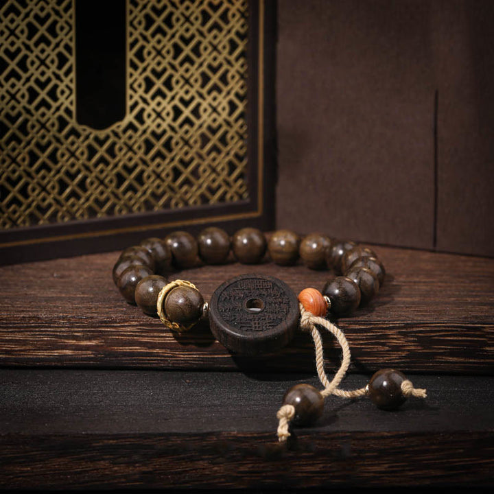 Piedras de Buda Madera de Ébano Fantasmas de Montaña Pulsera de Equilibrio Gasto de Dinero