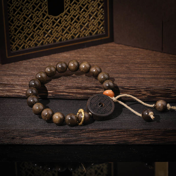 Piedras de Buda Madera de Ébano Fantasmas de Montaña Pulsera de Equilibrio Gasto de Dinero