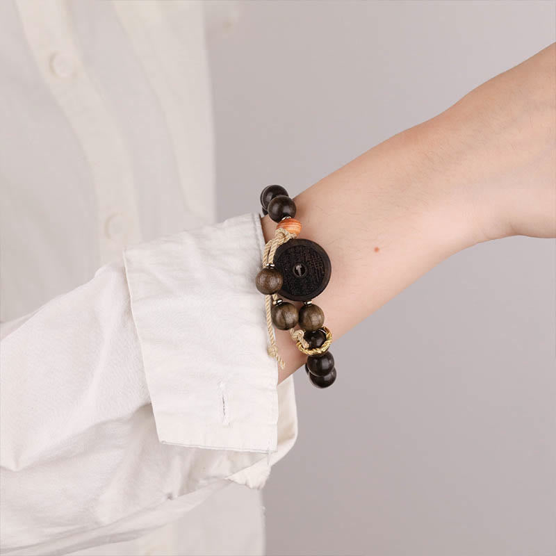 Piedras de Buda Madera de Ébano Fantasmas de Montaña Pulsera de Equilibrio Gasto de Dinero