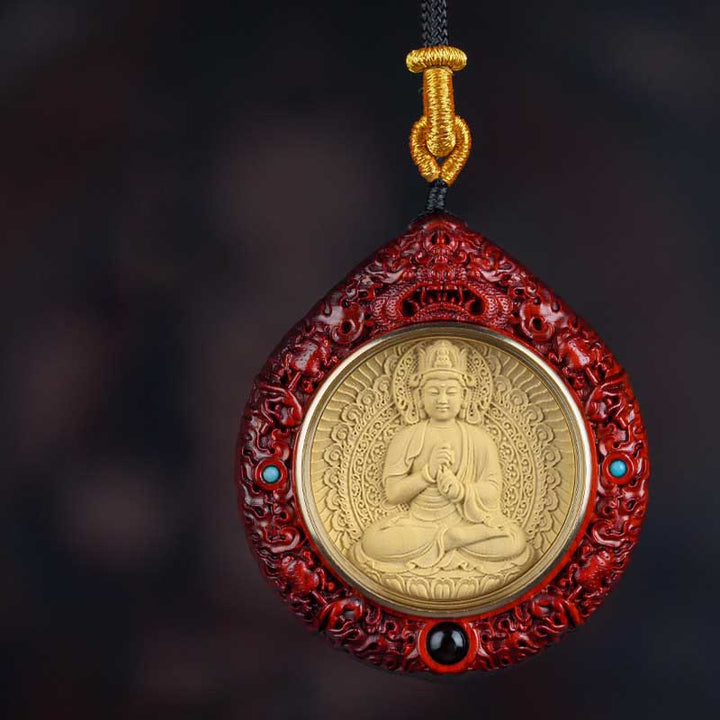 	Buddha Stones Chinese Zodiac Natal Buddha Small Leaf Red Sandalwood Ebony Longevity Necklace Pendant  - Cabra/Mono-Tathagata - Sándalo rojo de hoja pequeña - image 15