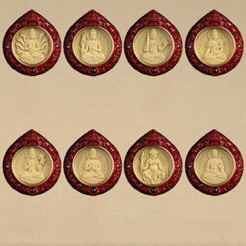 	Buddha Stones Chinese Zodiac Natal Buddha Small Leaf Red Sandalwood Ebony Longevity Necklace Pendant  - image 24