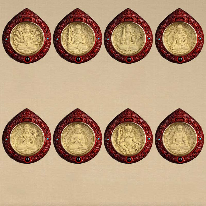 	Buddha Stones Chinese Zodiac Natal Buddha Small Leaf Red Sandalwood Ebony Longevity Necklace Pendant  - image 24