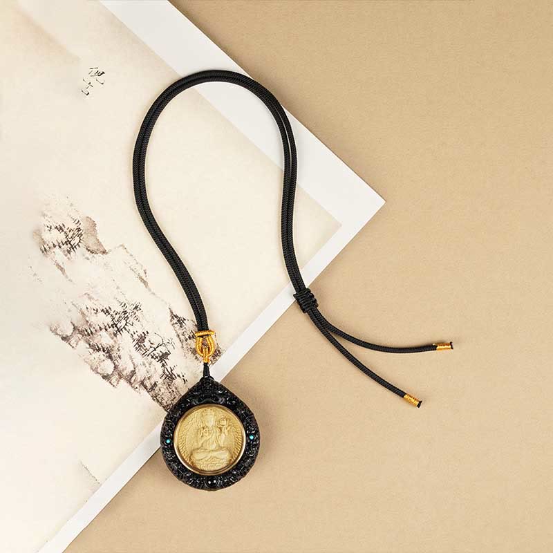 	Buddha Stones Chinese Zodiac Natal Buddha Small Leaf Red Sandalwood Ebony Longevity Necklace Pendant  - image 18