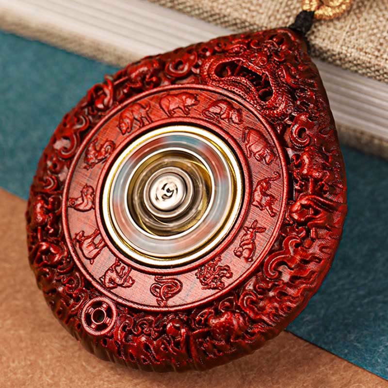 	Buddha Stones Chinese Zodiac Natal Buddha Small Leaf Red Sandalwood Ebony Longevity Necklace Pendant  - image 23