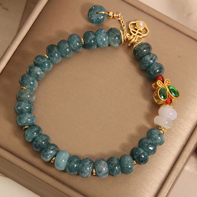 Piedras de Buda Ágata Blanca Mariposa Ábaco Cuentas Pulsera de Abundancia