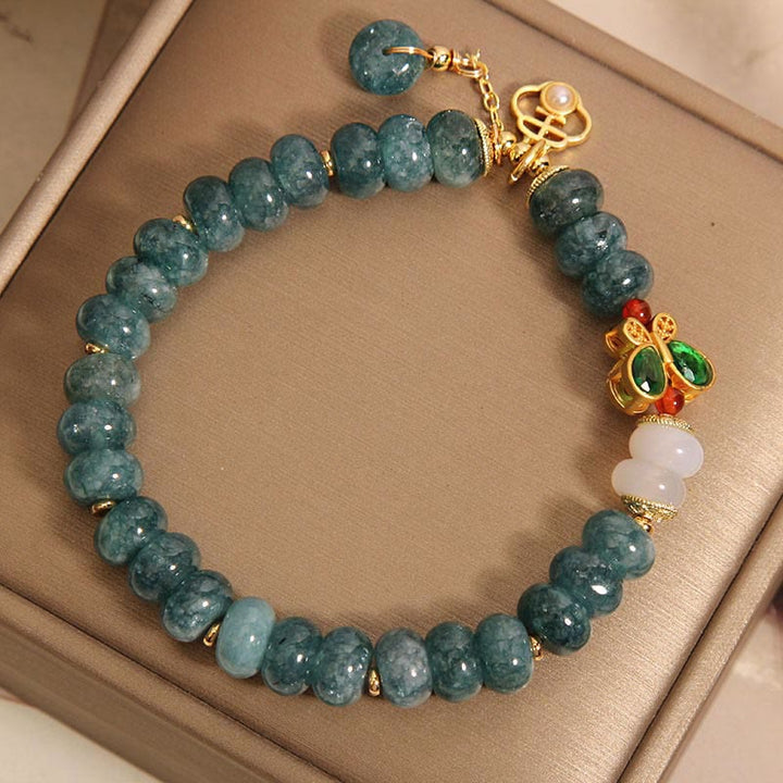 Piedras de Buda Ágata Blanca Mariposa Ábaco Cuentas Pulsera de Abundancia