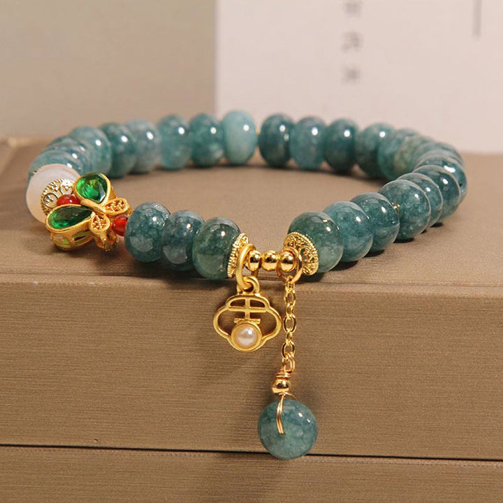 Piedras de Buda Ágata Blanca Mariposa Ábaco Cuentas Pulsera de Abundancia