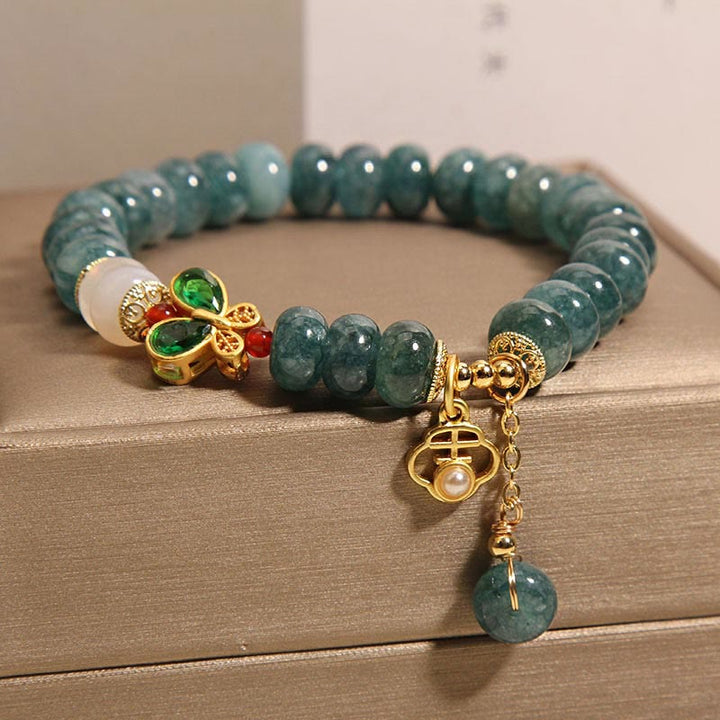 Piedras de Buda Ágata Blanca Mariposa Ábaco Cuentas Pulsera de Abundancia