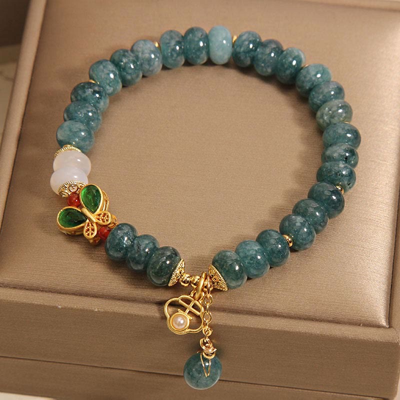 Piedras de Buda Ágata Blanca Mariposa Ábaco Cuentas Pulsera de Abundancia