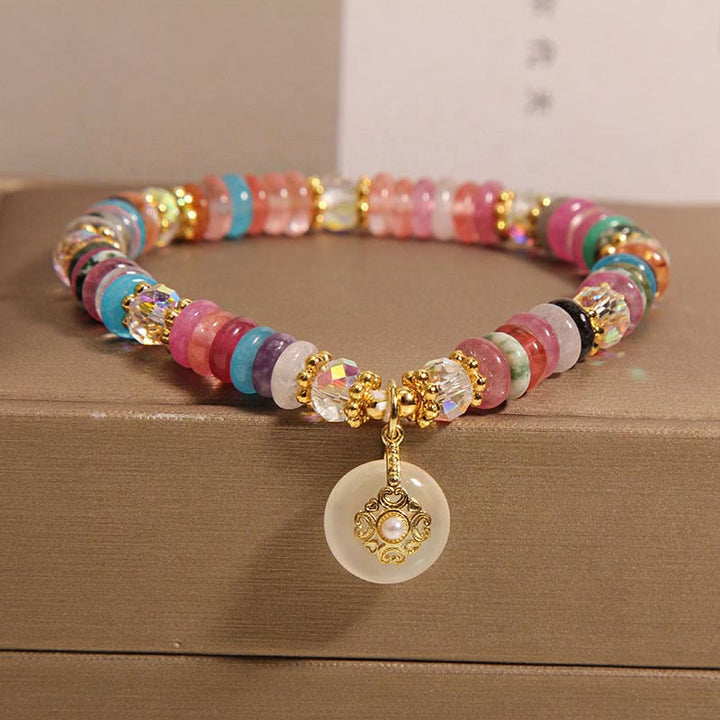 Piedras de Buda Varias Cristales Cuarzo Fresa Hebilla de Paz Pulsera Auspiciosa
